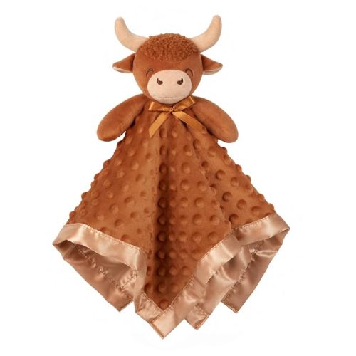 Pro Goleem Loveys for Babies Highland Cow Security Blanket Baby Girl and Boy Gifts Newborn Soft Lovie for Infant and Toddler Snuggle Toy Stuffed Animal, Brown 16 Inch