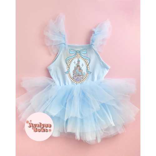 Castle Tutu, Blue Dress, Princess Tutu, Disney Princess Tutu, Disney Tutu, Leotard Tutu, Blue Ruffled Tutu