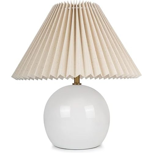 Small Pleated Table Lamp, Bedside Lamps for Nightstand, Modern Lamp for Bedroom Home Office Decor (Natural)