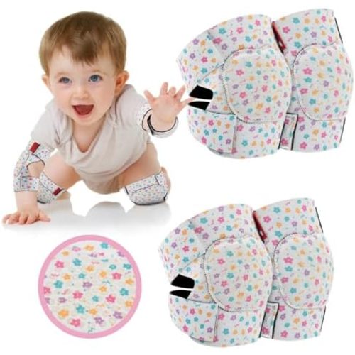 2 Pairs Baby Knee Pads for Crawling Adjustable Knee Pads Baby Crawler Knee Protector for Infant Girl Boy Crawling