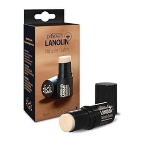 Dr. Brown's Lanolin+ Nipple Balm, Postpartum and Breastfeeding Essential, Soothe and Protect Dry, Chapped Nipples, 7 g/.25 oz