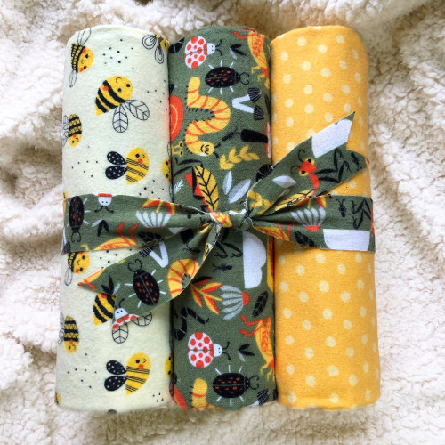 Bug Friends Flannel Baby Blankets 3-Pack: Receiving Blankets (generous 40x40 size)
