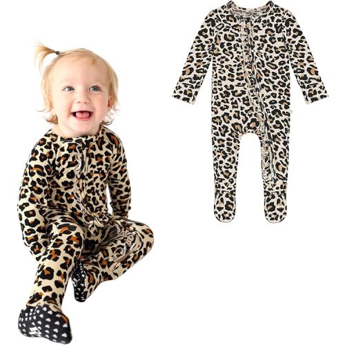 Posh Peanut Footie Pajamas for Baby Girls – Sleepers in Ultra-Soft Viscose from Bamboo with 2-Way Zipper & Ruffle Trim