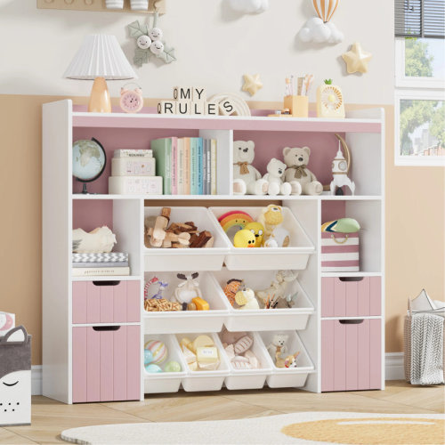 Harriet Bee 55.1"W Toy Storage Organizer With 4 Drawers & 8 Bins & Reviews | Wayfair