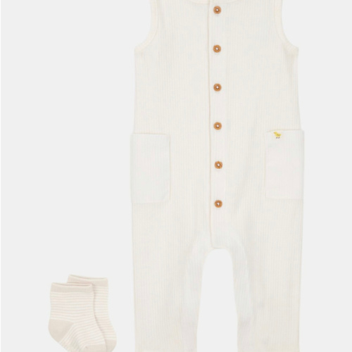 Baby 2-Piece Jumpsuit & Sock Set - Ivory | Carter's