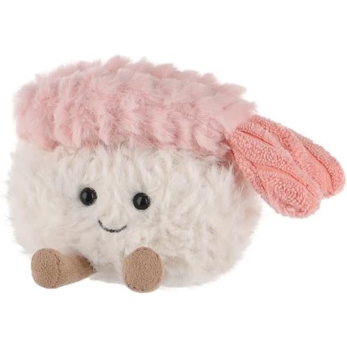 Apricot Lamb Sushi Plush Food Plushies Stuffed Animals for Kids, Soft Cute Plush Toys for Baby Girl and Boy, Fluffy Shrimp Sushi 3.5 Inches