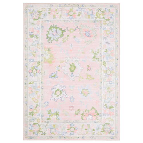 ROW by Oriental Weavers Addison ADD04 - Machine Washable - Flat Weave - Printed Area Rug - 5' x 7' - in Pink/ Green - Traditional Style, Bedroom, Entryway