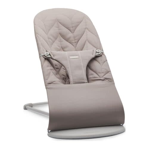 BabyBjörn Bouncer Bliss, Sand Gray, Woven, Petal Quilt | 2-in-1 Adjustable Baby Bouncer Seat and Toddler Chair, Newborn to Toddler (8-29 lbs), 4 Positions, Lightweight & Portable