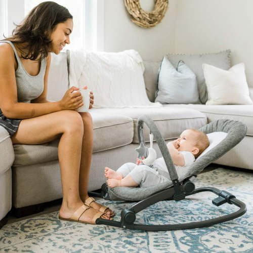 Baby Delight Aura Deluxe Portable Rocker, Quilted Charcoal Tweed