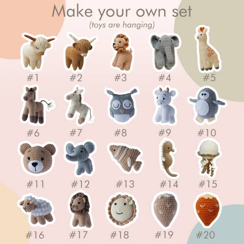 Additional Hanging Crochet Toys, Crocheted Toys for Baby Gym