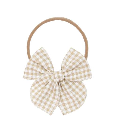 Heirloom Bow - Tan Gingham Headband