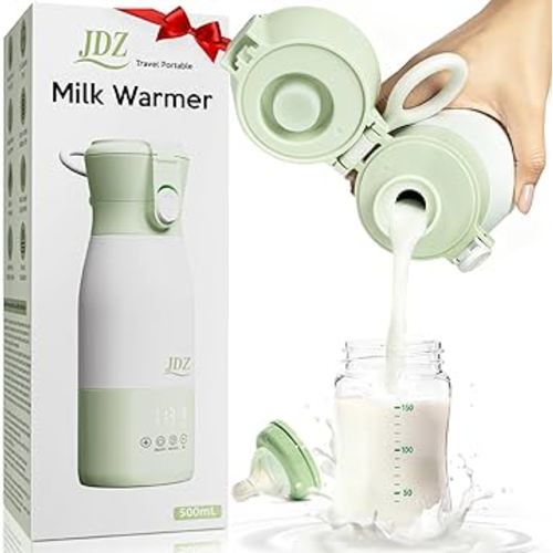 JDZ Portable Bottle Warmer 16000mAh High-Capacity - Fast Heating 3-5 Mins Baby-Safe Milk Warmer, 17oz Large Capacity with Timer & Precise Temp Control for Travel/On-the-Go, Breast Milk, Formula, Water