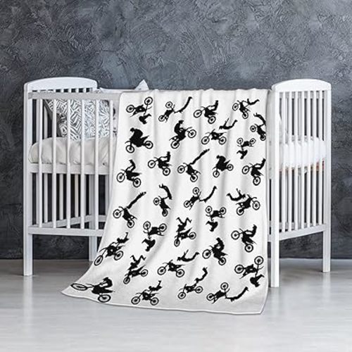 Dirt Bike Motocross Baby Blanket - Super Soft Swaddle for Newborn, Infant, Toddler - Nursery, Stroller, Crib Gift - XS 30x40 in