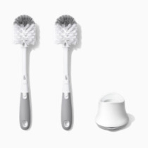 OXO Tot Bottle Brush with Nipple Cleaner and Stand – Gray, 2-Pack