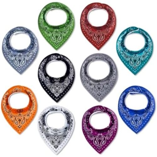 10 Pack Baby Triangle Bandana Bibs for Boys and Girls for Drool Teething Eating with Snaps