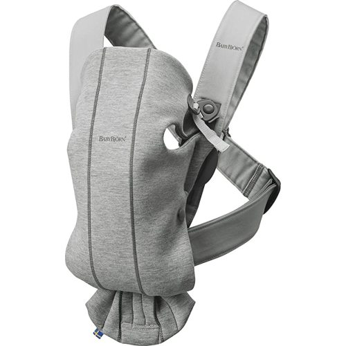 BabyBjörn Baby Carrier Mini, Light Gray, 3D Jersey | Infant Carrier (7-25 lbs), Ergonomic, Easy-to-Use