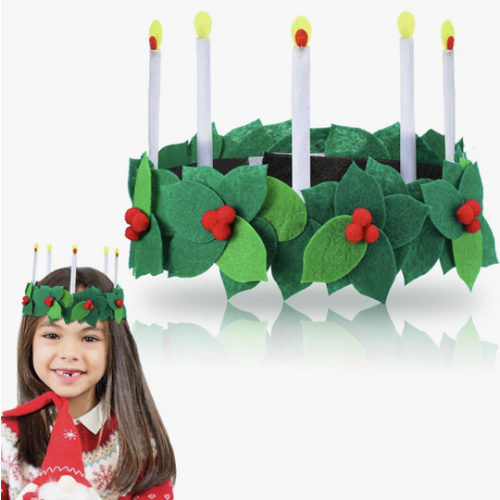 HunnmingRe Christmas St. Lucia Crown Candle Felt Headband