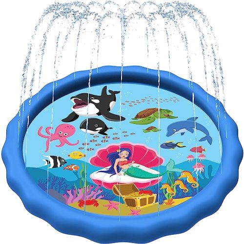 SplashEZ 3-in-1 Splash Pad, Sprinkler for Kids & Baby Pool for Learning – Toddler Sprinkler Pool, 60’’ Outside Water Toys – “from A to Z” Outdoor Play Mat for Babies & Toddlers