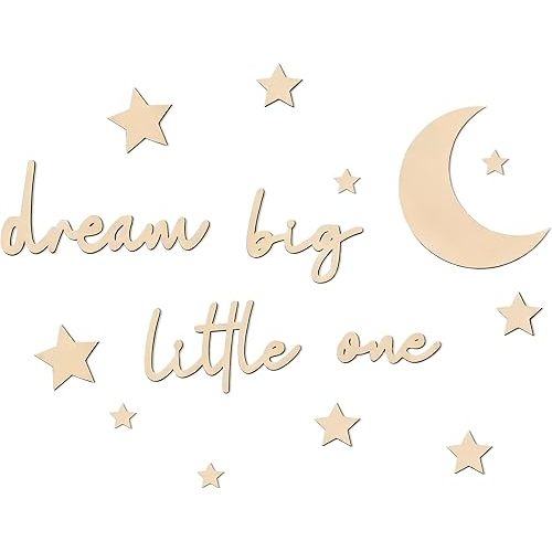 Wooden Nursery Wall Decor, Boho Dream Big Little One Art Sign for Bedroom