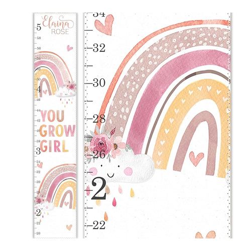 Rainbow Growth Chart, Muted Rainbow Wall Art, Gender Neutral Growth Chart, Height Chart, Rainbow Decor, Nursery Decor, You Grow Girl Print