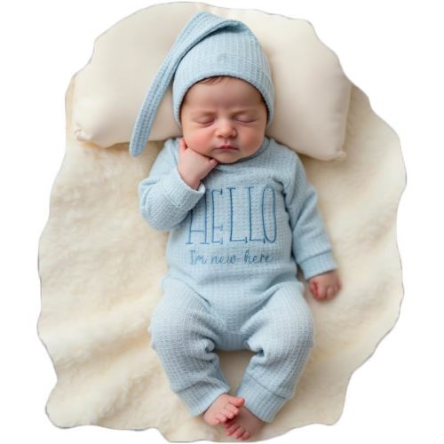 Ylsteed Infant Baby Sweater Romper and Hat Baby Girl Boy Knitted Pullover Onesie Fall Winter Outfit Infant Embroidery Clothes