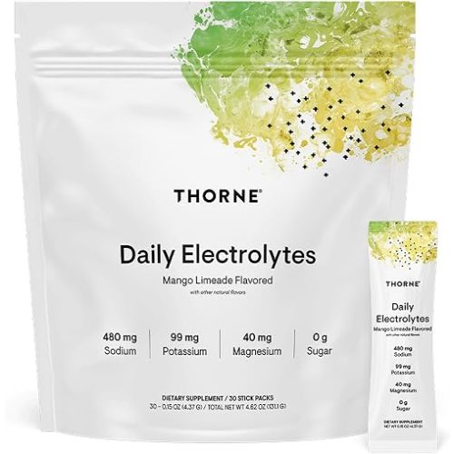 THORNE - Daily Electrolytes - Zero Sugar & Low-Calorie Electrolyte Powder Drink Mix - Flavors Derived from Natural Sources - NSF Certified for Sport - Mango Limeade - 30 Stick Packs