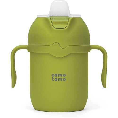 Comotomo Toddler Tumbler 8oz Insulated Sippy Cup with Silicone Straw and Spout, Green