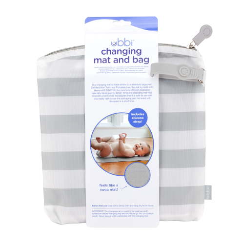 Ubbi On-The-Go Changing Mat with Carrying Bag, Soft and Comfortable Diaper Bag Accessory Must Have for Newborns, Portable Changing Pad, Gray