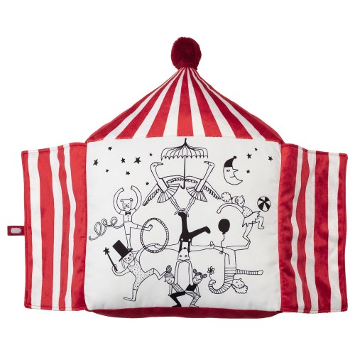 BUSENKEL Cushion - circus tent shape red/white 19x15 "