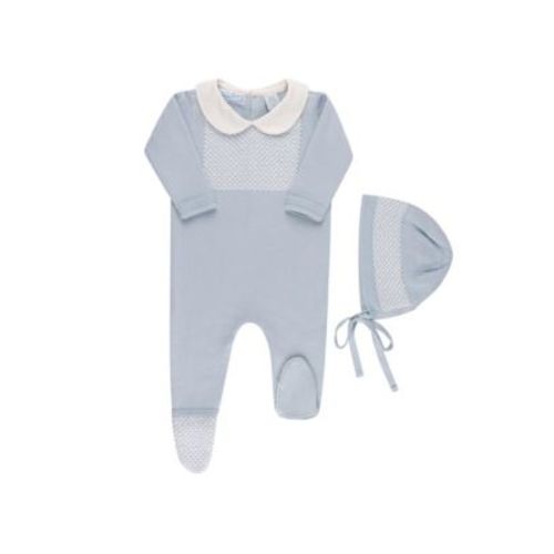 Boys' Jacquard Collared Knit Romper & Bonnet - Baby