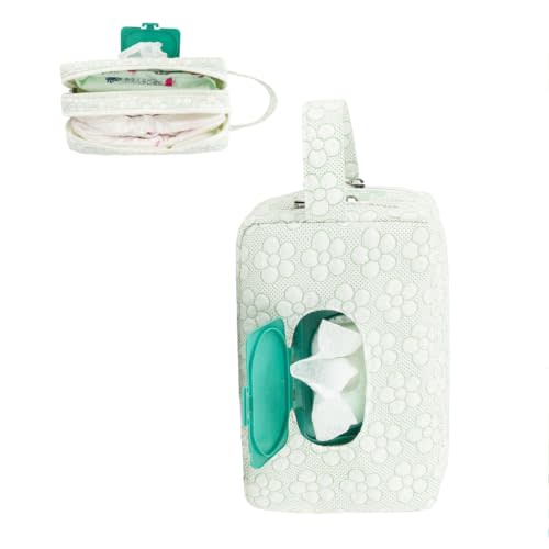 Double-Layer Wipe & Diaper Pouch, Portable Hanging Travel Dispenser Bag (Green) | Adorable Bow or Plaid styles. 9.45x4.72x5.91 inches. Double-layer inner pockets. Quick one-hand access. Machine washable