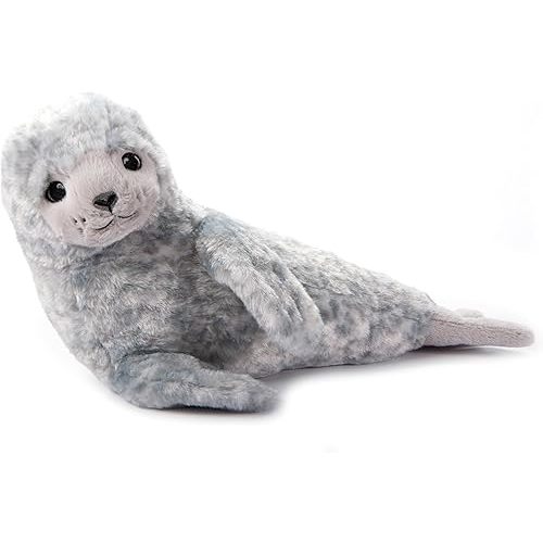 The Petting Zoo Harbor Seal Stuffed Animal Plushie, Gifts for Kids, Earth Keeperz Sealife Animals, Zoologee Grey Harbor Seal Plush Toy, 17 inches