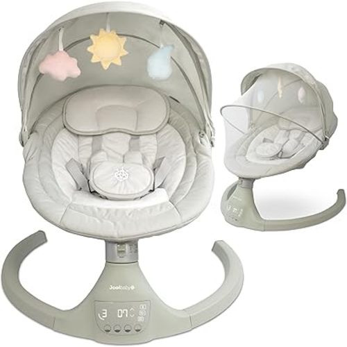 Jool Baby Nova Swing for Newborns - Electric Motorized Infant Swing, Bluetooth Music, 10 Preset Melodies, Remote