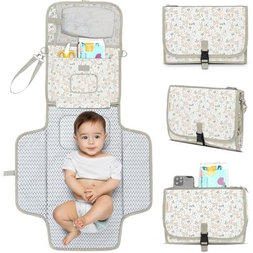 KeaBabies Portable Diaper Changing Pad, Baby Changing Mat (Prairie)