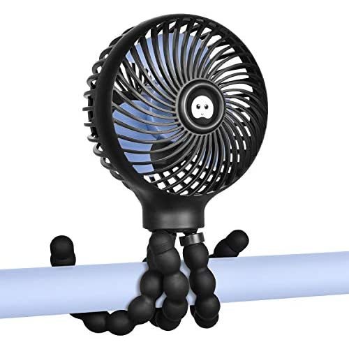 HomeLifairy Stroller Fan Clip On for Baby 2600mAh Battery Operated Fan Portable Fan Rechargeable Mini Handheld Car Seat Fan Small USB Desk Personal Fan for Stroller Accessories Crib Car Rides (Black)