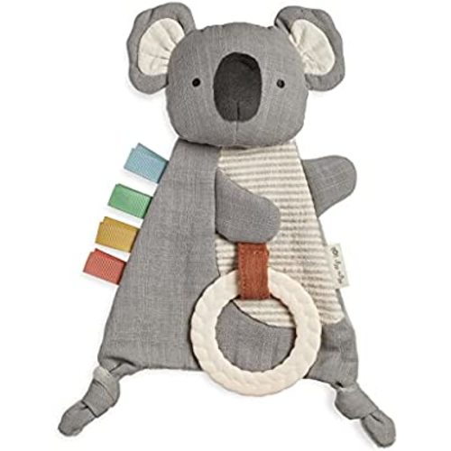 Itzy Ritzy - Bitzy Crinkle Sensory Toy with Teether; Features Ribbons, Crinkle Sound & Soft, Braided Teething Ring; Koala