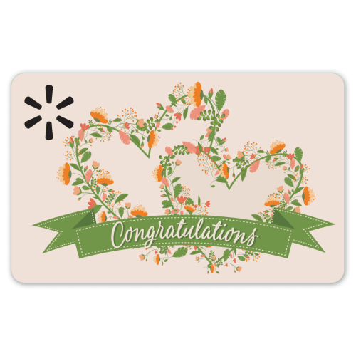 Flower Hearts & Congrats Banner Walmart Gift Card