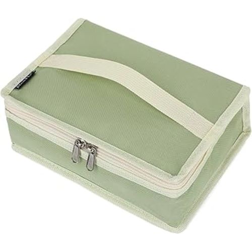 FlowFly Small Insulated Lunch box Portable Soft Bag Mini Cooler Thermal Meal Tote Kit with Handle for Work & School, Light Matcha