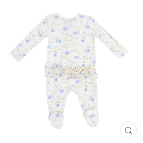 2 Way Zipper Ruffle Back Footie - Sweet Vines