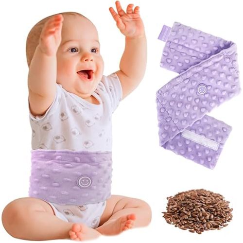 Baby Heated Tummy Wrap, Soothe Baby's Tummy with Soothing Warmth and Compression, Flaxseed Heated Belly Band for Newborns and Infants for Upset Stomach, 0-3 Years (Purple)