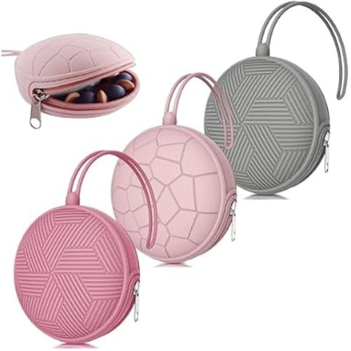 3 Pack Pacifier Holder Case,Silicone Portable Pacifier Cover Pouch Bag for Diaper Bags Baby Carriage,Pacifier Storage Container Box,Easy to Clean(Power Rose+Pink+Grey)