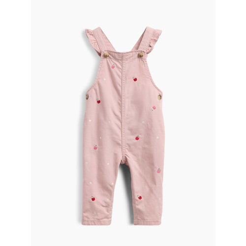 Baby Embroidered Apple Ruffle Overalls