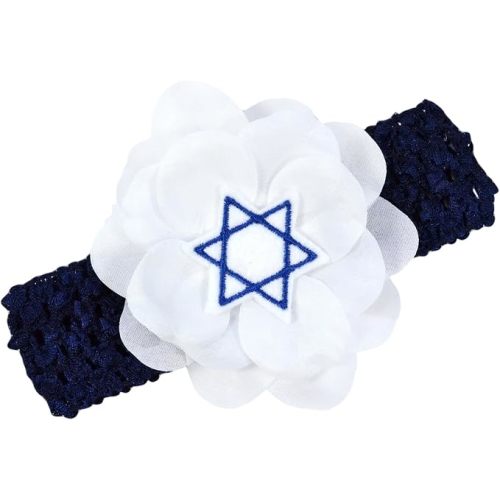 Hanukkah Jewish Star of David Chanukah Crochet Flower Headband fits Newborn to 5 Years