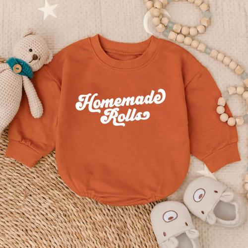 Homemade Rolls Romper Sweatshirt, Funny Baby Sweatshirt, Cute Baby Outfit, Cozy Toddler Clothes, Fall Baby Gift, Baby Shower Outfit