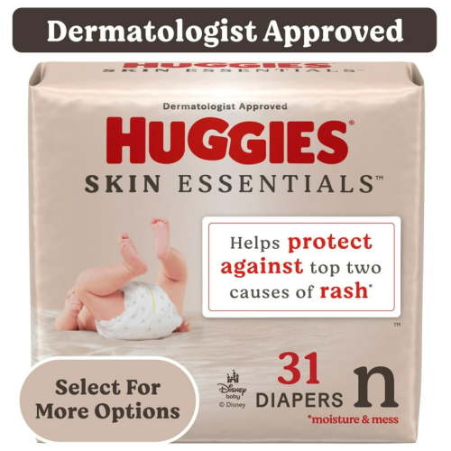 Huggies Skin Essentials Baby Diapers, Size Newborn (6-9 lbs), 31 Ct (Select for More)