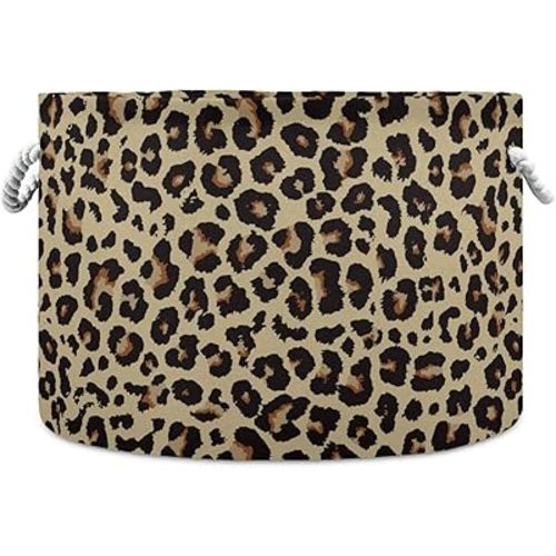 Cheetah Leopard Toy Storage Basket Animal Skin Storage Bin Nursery Storage Containers Waterproof Linning Laundry Basket for Kids Room Bathroom