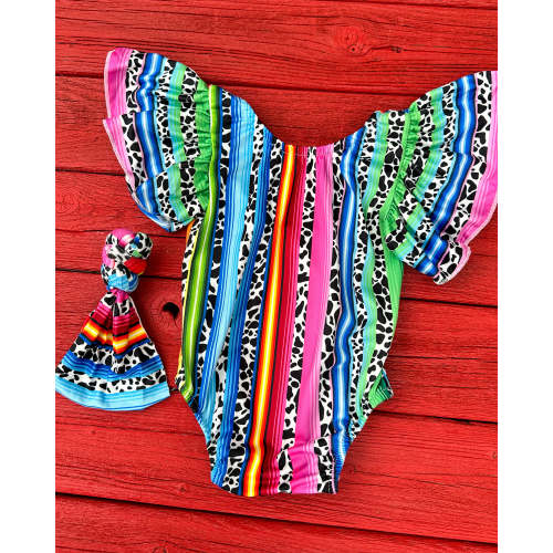 Sofia Serape & Cow Onesie Set