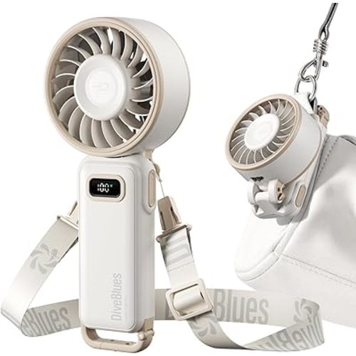 Diveblues Portable Turbo Fan, 100 Speed Handheld Fan with Strong Airflow, Foldable 4 in 1 Personal Fan for Neck, Desk & Travel, USB-C Rechargeable, Lightweight for Summer, Concerts & Outdoor Use