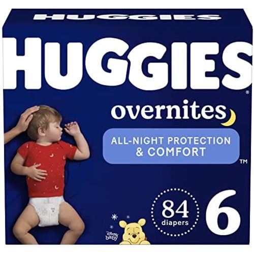 Overnight Diapers Size 6 (35+ lbs), 84 Ct, Huggies Overnites Nighttime Baby Diapers