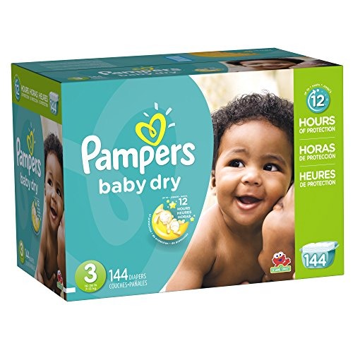Diapers Size 3, 144 Count - Pampers Baby Dry Disposable Baby Diapers, Giant Pack - Size 3 (144 Count)